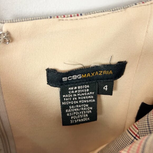 Y2K BCBG Maxazria Tartan Plaid Sheath Dress Career Academia Size 4 Women's - Picture 4 of 4